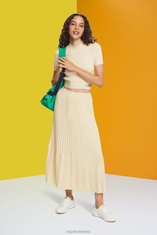 Esprit fusta midi plisata femei nisip 2T6N8483 fuste