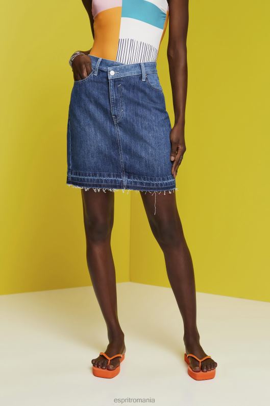 Esprit fusta mini de blugi cu tiv asimetric femei spalare albastru inchis 2T6N8207 fuste