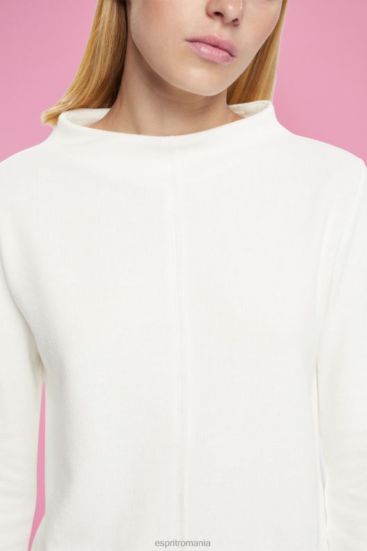 Esprit Hanorac cu guler ridicat, amestec de bumbac femei aproape alb 2T6N8446 hanorace și hanorace