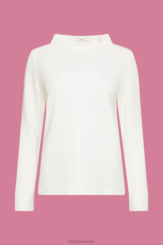 Esprit Hanorac cu guler ridicat, amestec de bumbac femei aproape alb 2T6N8446 hanorace și hanorace