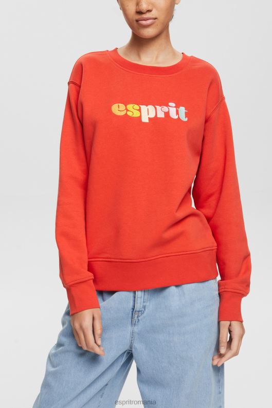 Esprit hanorac casual cu imprimeu puf cu logo femei portocaliu rosu 2T6N8366 hanorace și hanorace