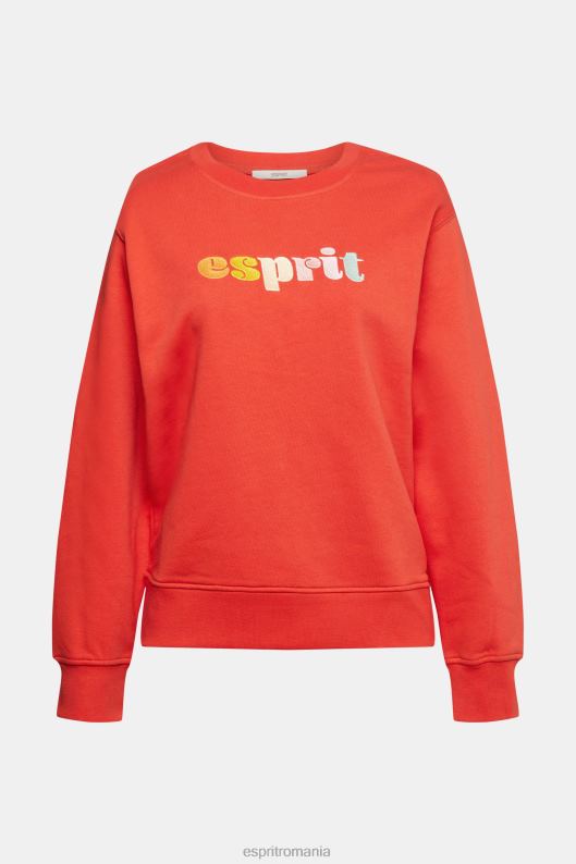 Esprit hanorac casual cu imprimeu puf cu logo femei portocaliu rosu 2T6N8366 hanorace și hanorace