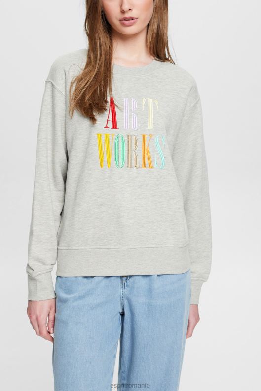 Esprit hanorac casual cu slogan femei gri deschis 2T6N8540 hanorace și hanorace