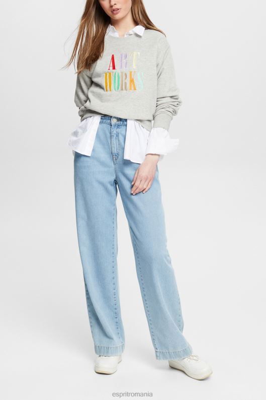 Esprit hanorac casual cu slogan femei gri deschis 2T6N8540 hanorace și hanorace