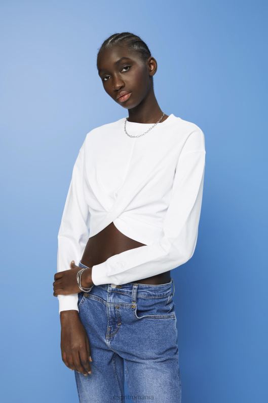 Esprit hanorac cu detaliu cu noduri decupate femei alb 2T6N8217 hanorace și hanorace