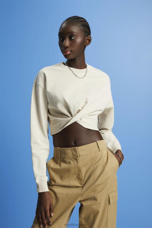 Esprit hanorac cu detaliu cu noduri decupate femei taup deschis 2T6N8218 hanorace și hanorace