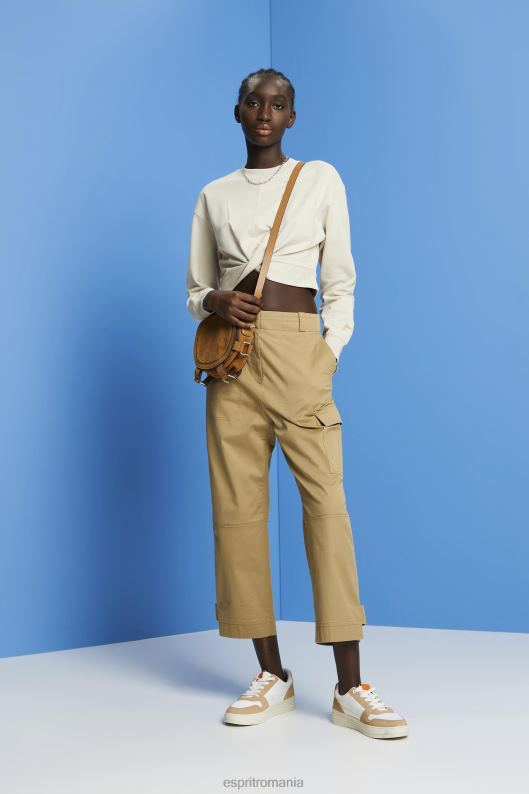 Esprit hanorac cu detaliu cu noduri decupate femei taup deschis 2T6N8218 hanorace și hanorace