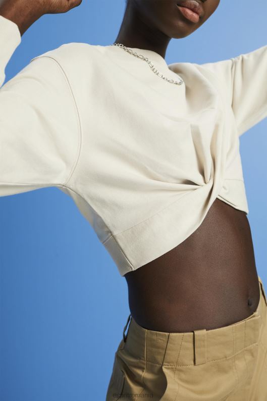 Esprit hanorac cu detaliu cu noduri decupate femei taup deschis 2T6N8218 hanorace și hanorace