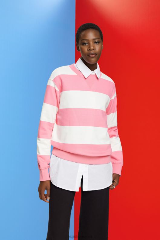 Esprit hanorac cu dungi femei roz 2T6N8402 hanorace și hanorace