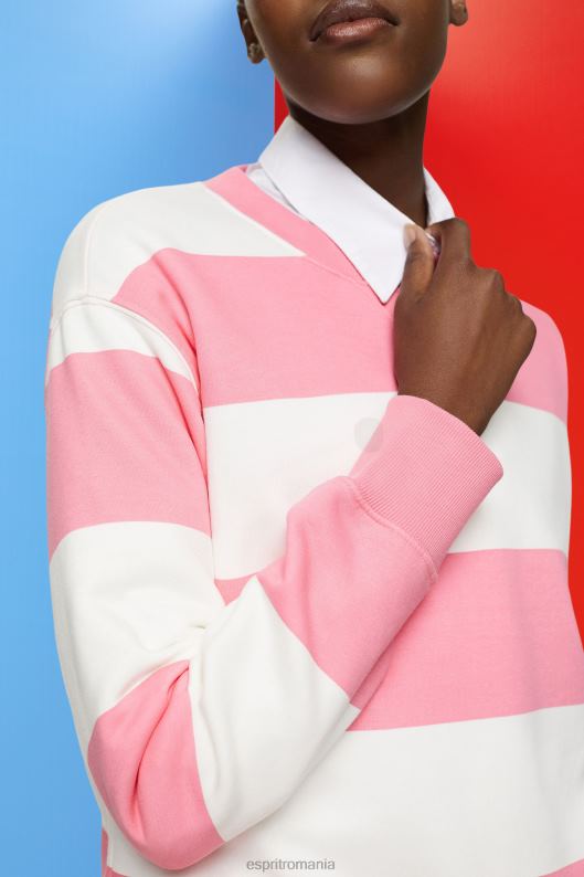 Esprit hanorac cu dungi femei roz 2T6N8402 hanorace și hanorace