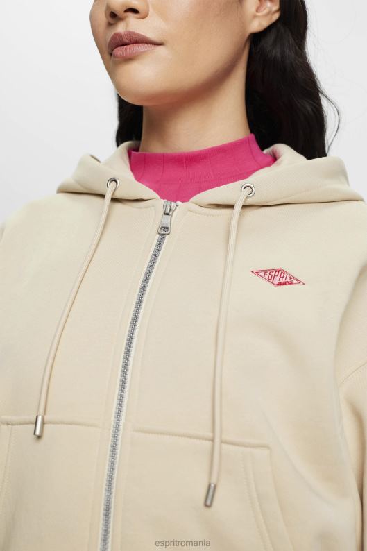 Esprit hanorac decupat cu fermoar cu imprimeu cu logo pe spate femei taup deschis 2T6N8163 hanorace și hanorace