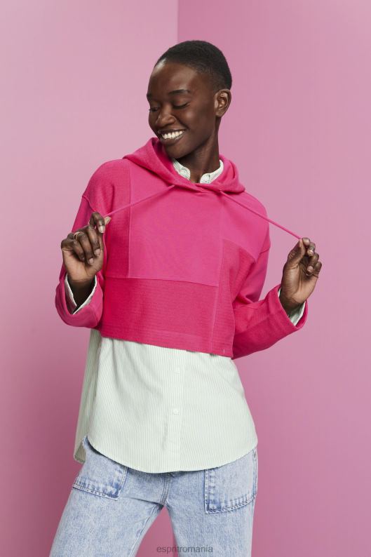 Esprit hanorac decupat cu mozaic femei fucsia roz 2T6N8290 hanorace și hanorace