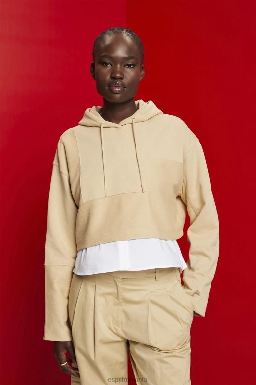 Esprit hanorac decupat cu mozaic femei nisip 2T6N8289 hanorace și hanorace