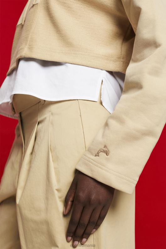 Esprit hanorac decupat cu mozaic femei nisip 2T6N8289 hanorace și hanorace