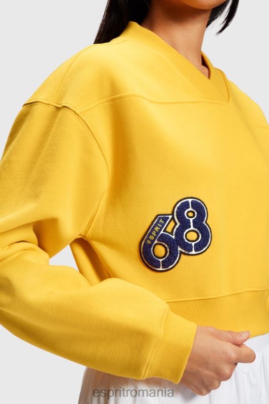 Esprit hanorac decupat cu plasture de varsity femei galben 2T6N8420 hanorace și hanorace