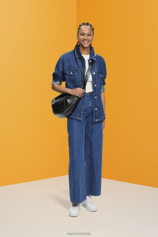 Esprit geacă din denim cu curea cravată femei spalare medie albastra 2T6N8215 jachete