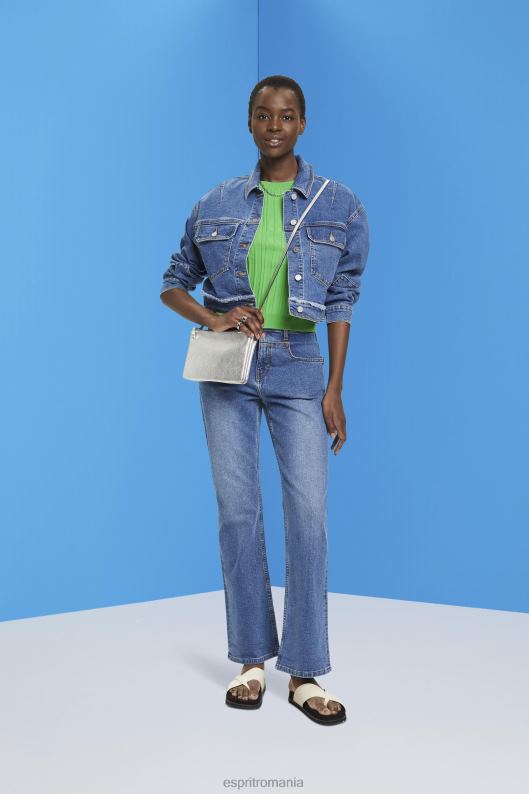 Esprit jachetă de denim decupată, cu ornamente uzate femei spalare albastru inchis 2T6N8311 jachete