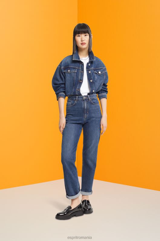 Esprit jachetă denim decupată femei spalare medie albastra 2T6N8550 jachete