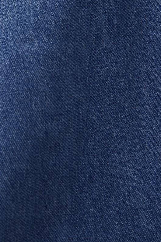 Esprit jachetă din denim fără guler cu șnururi femei spalare albastru inchis 2T6N8298 jachete