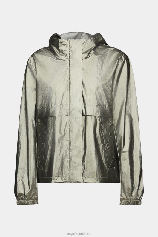 Esprit jachetă metalizată lucioasă cu glugă femei verde teal închis 2T6N8267 jachete