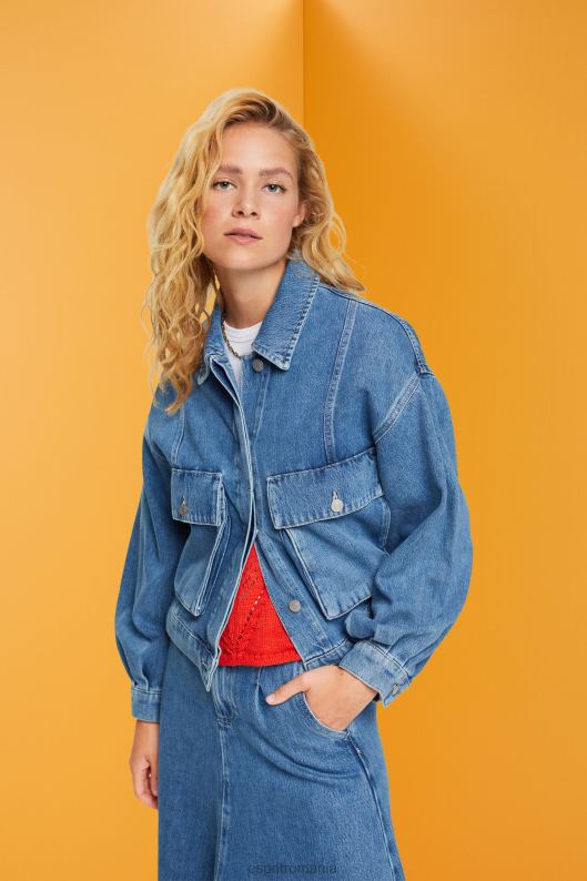 Esprit jacheta denim femei spalare medie albastra 2T6N8549 jachete