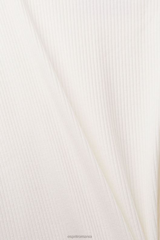 Esprit top cu mânecă lungă cu nervuri femei aproape alb 2T6N889 maneca lunga