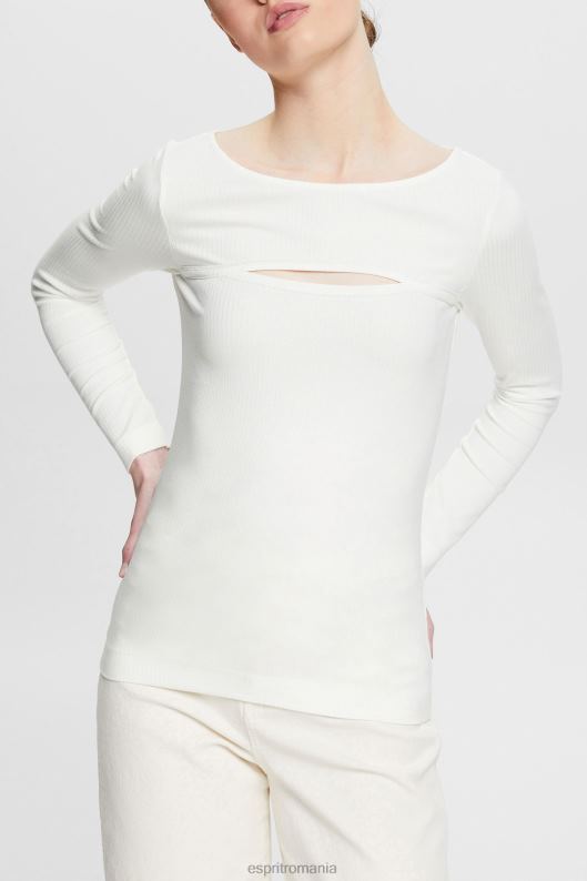 Esprit top decupat femei aproape alb 2T6N8531 maneca lunga