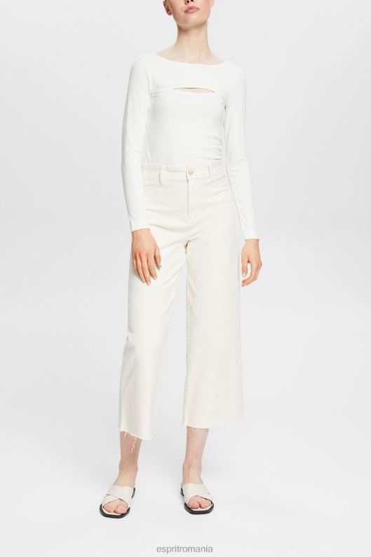 Esprit top decupat femei aproape alb 2T6N8531 maneca lunga