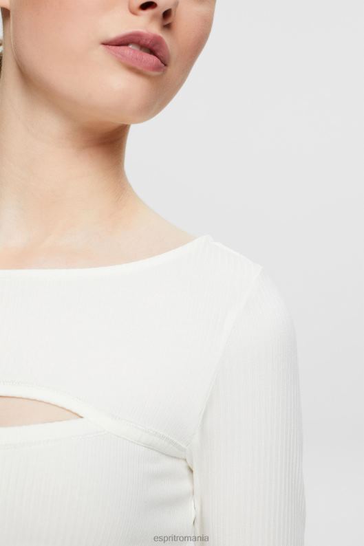 Esprit top decupat femei aproape alb 2T6N8531 maneca lunga