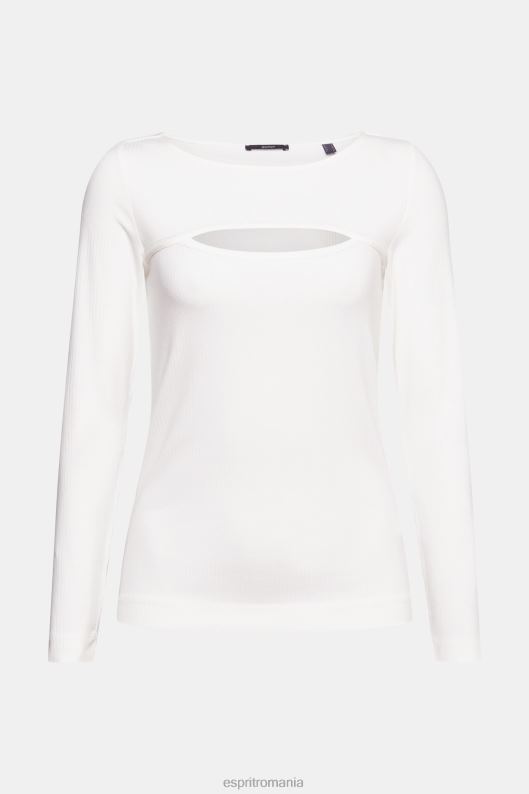 Esprit top decupat femei aproape alb 2T6N8531 maneca lunga