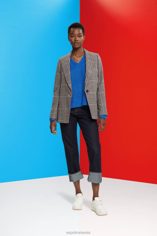 Esprit blazer din amestec de lână în carouri femei bej crem 2T6N8447 paltoane