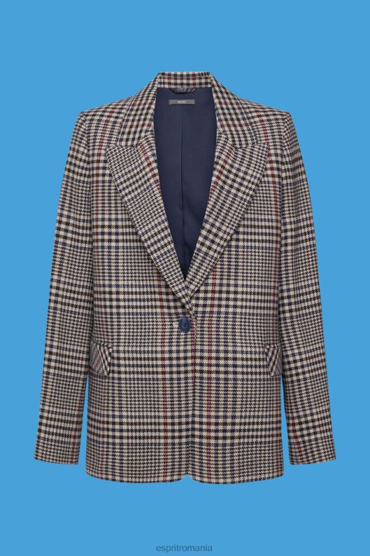 Esprit blazer din amestec de lână în carouri femei bej crem 2T6N8447 paltoane