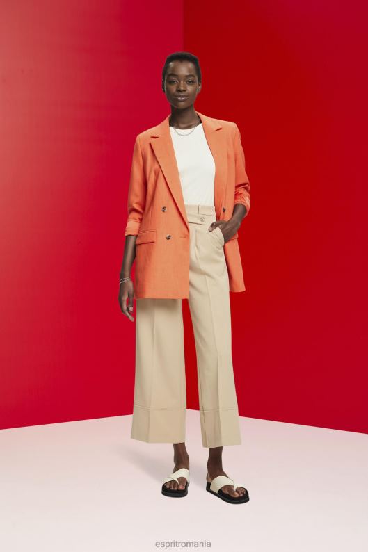 Esprit blazer supradimensionat la două piept femei portocaliu rosu 2T6N8313 paltoane