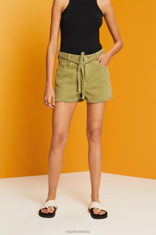 Esprit pantaloni scurți din denim cu talie înaltă femei alb 2T6N857 pantaloni scurti