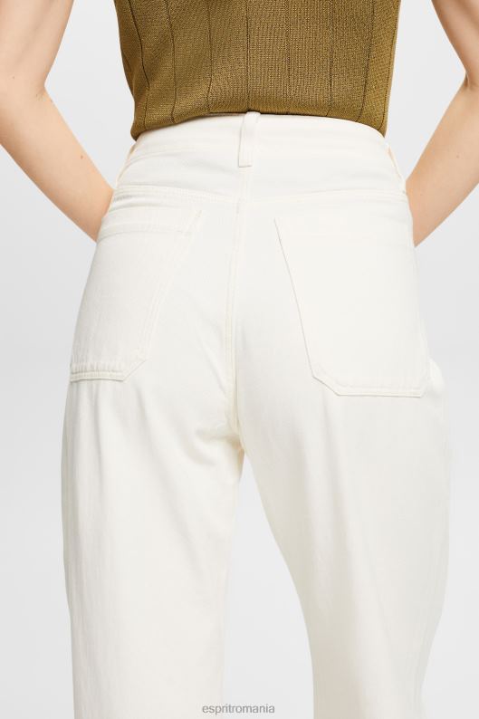 Esprit Pantaloni largi din twill, 100% bumbac femei aproape alb 2T6N84 pantaloni