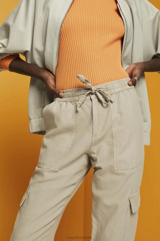 Esprit pantaloni cargo din stofa mixta cu tencel femei verde prăfuit 2T6N8265 pantaloni