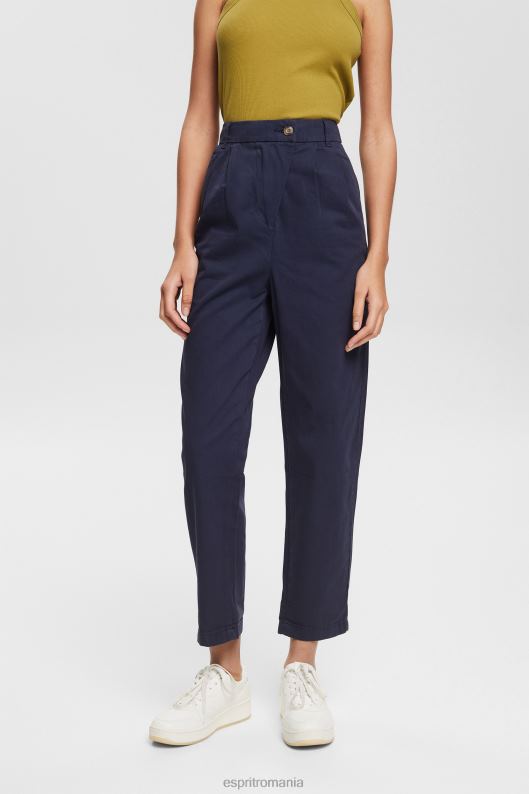 Esprit pantaloni chino cu talie înaltă, 100% bumbac pima femei marina 2T6N8344 pantaloni