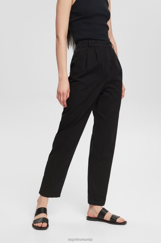 Esprit pantaloni chino cu talie înaltă, 100% bumbac pima femei negru 2T6N8343 pantaloni