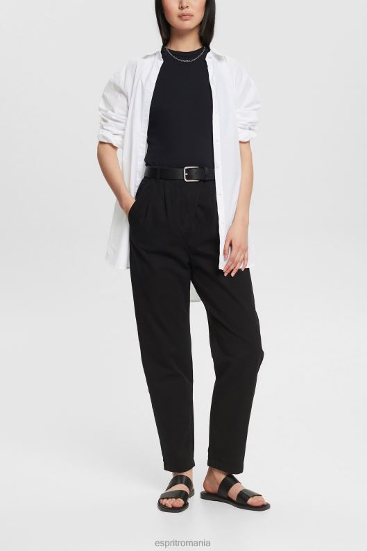Esprit pantaloni chino cu talie înaltă, 100% bumbac pima femei negru 2T6N8343 pantaloni