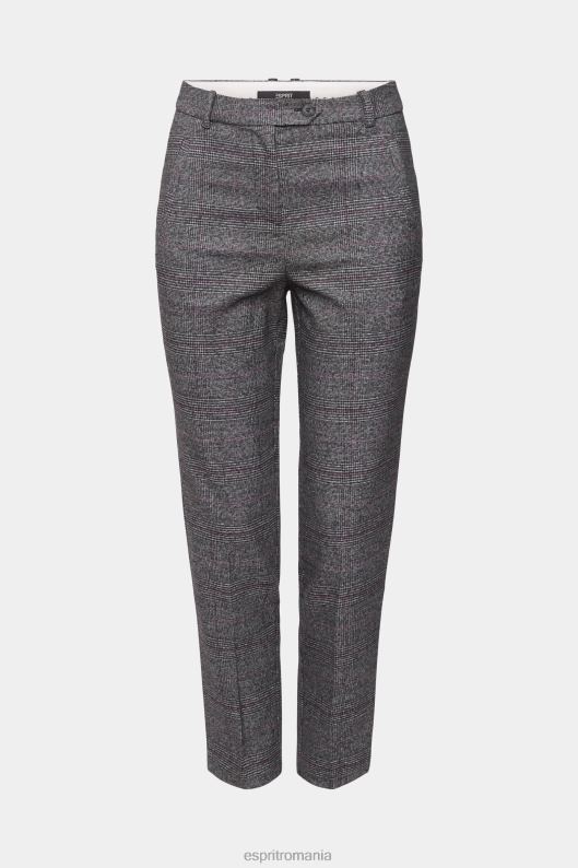 Esprit pantaloni cu talie mare cu carouri femei antracit 2T6N8249 pantaloni