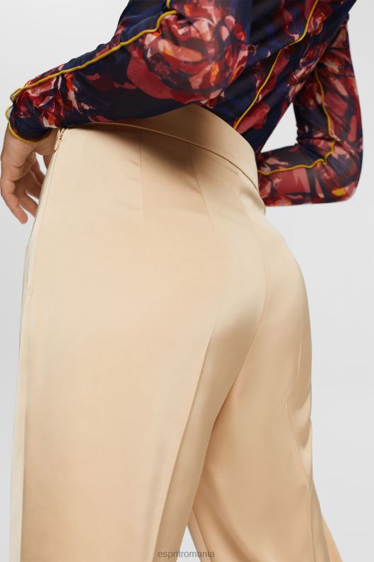 Esprit pantaloni cu tiv despicat cu talie mare femei bej crem 2T6N8326 pantaloni