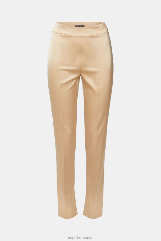 Esprit pantaloni cu tiv despicat cu talie mare femei bej crem 2T6N8326 pantaloni
