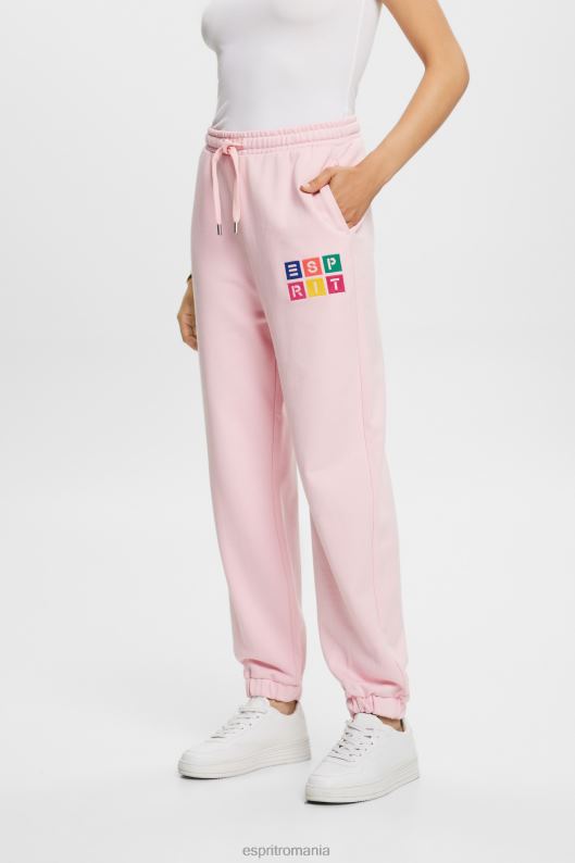 Esprit pantaloni de trening cu logo, bumbac organic femei roz pastel 2T6N86 pantaloni