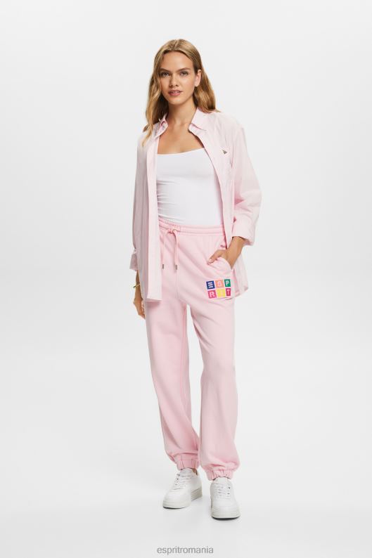 Esprit pantaloni de trening cu logo, bumbac organic femei roz pastel 2T6N86 pantaloni