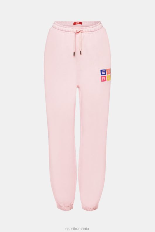Esprit pantaloni de trening cu logo, bumbac organic femei roz pastel 2T6N86 pantaloni