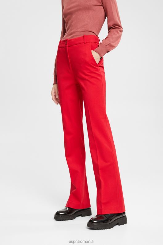 Esprit pantaloni elastici cu talie mare femei roșu-închis 2T6N8336 pantaloni