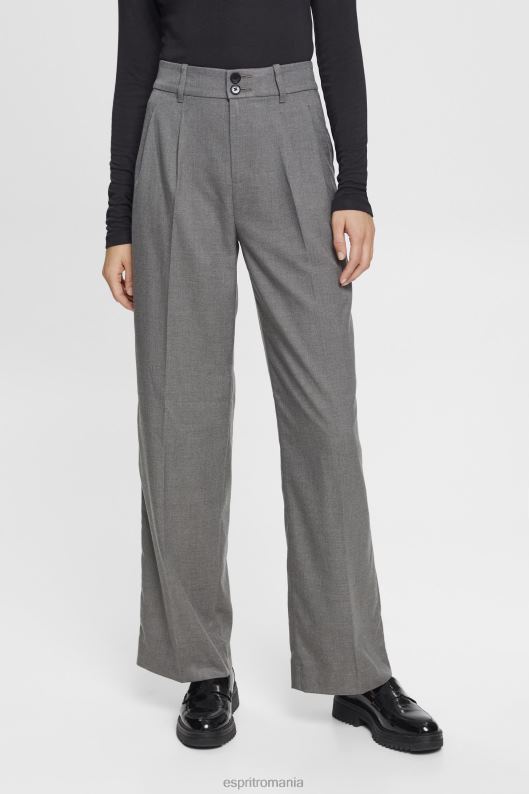 Esprit pantaloni largi cu talie mare femei antracit 2T6N8247 pantaloni