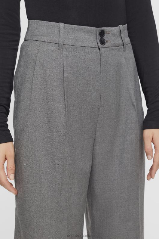 Esprit pantaloni largi cu talie mare femei antracit 2T6N8247 pantaloni