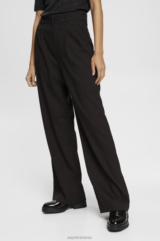 Esprit pantaloni largi cu talie mare femei negru 2T6N8246 pantaloni