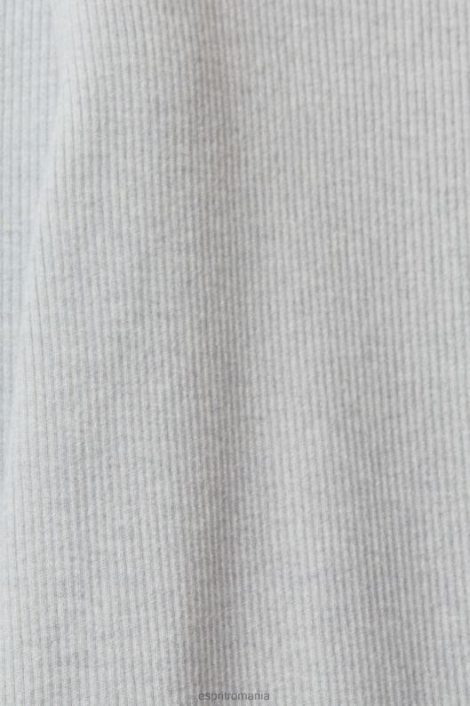 Esprit pantaloni înalți din tricot cu coaste femei gri deschis 2T6N8466 pantaloni